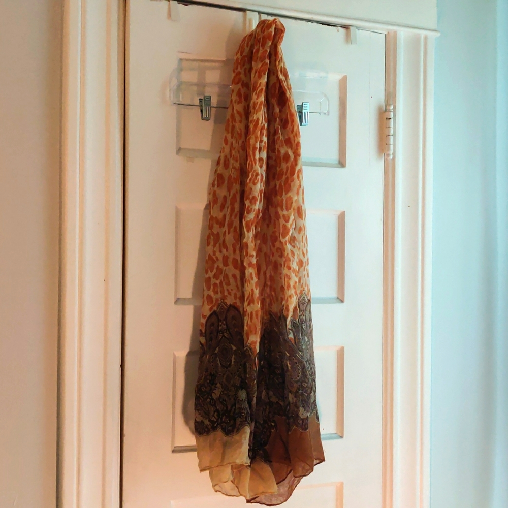 Paisley and leopard print scarf